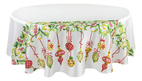 Benson Mills Mantel De Tela Estampado Esferas Navideñas