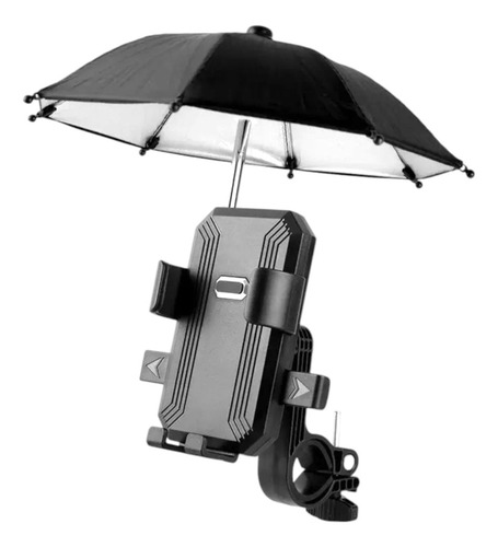 Suporte Para Celular Universal Mini Guarda Chuva Moto E Bike Cor Preto