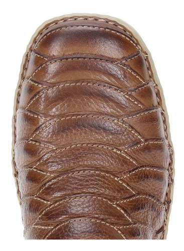 Botina Escamada Masculina Couro Marrom Zebu 23382
