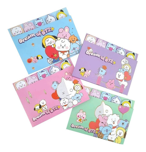Set De 4 Post-it Notas Adhesivas Bt21 Bts Kawaii