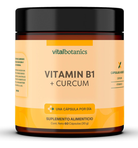 Vitamina B1 - Tiamina Y Curcuma 60 Capsulas | Vitalbotanics Sabor Vitamina B1 Tiamina