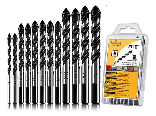 Merisiga 12-piece Masonry Drill Juego De Bits Para Hormigón,