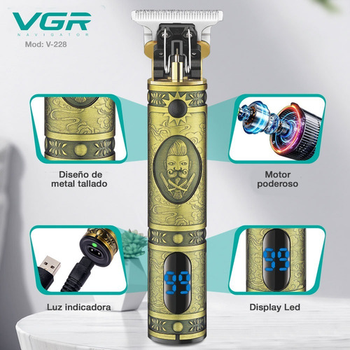 Imagen 4 de 10 de Maquina Corta Pelo Patillera Vgr V228 Profesional Recargable