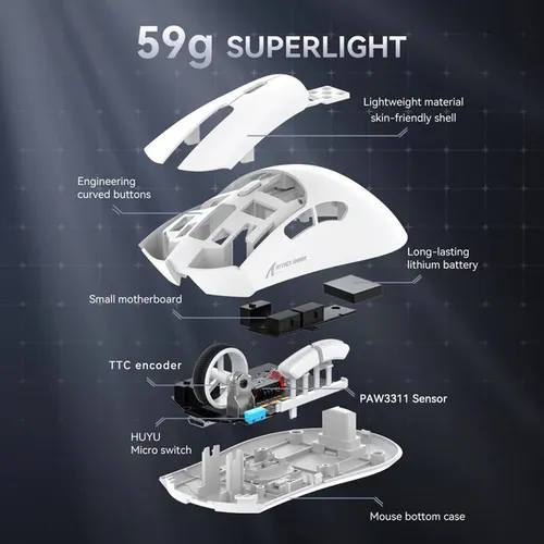 Mouse Attack Shark R1 Inalámbrico Gaming Sensor Superlight