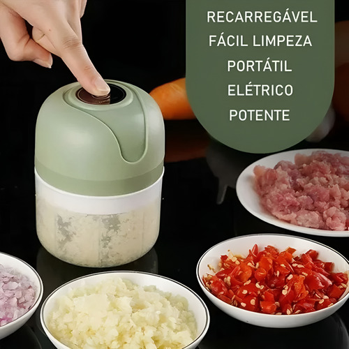 Mini Triturador Processador De Alimentos Sem Fio Elétrico Verde