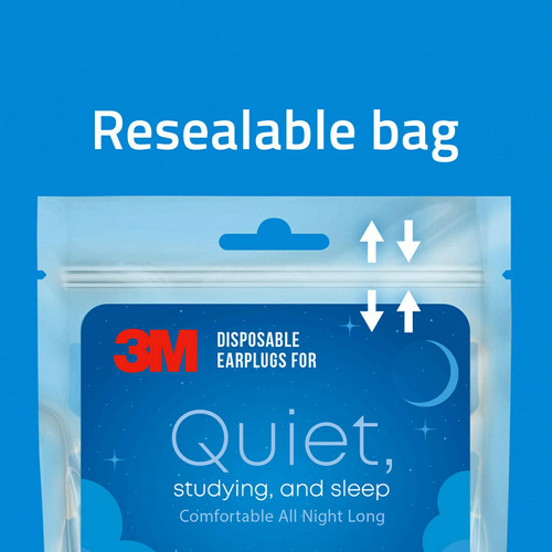 Tapones Auditivos Desechables 3m, Protección Auditiva Para Dormir Y Descansar, Azul Claro, 32 Nrr, 80 Pares En Una Bolsa Resellable