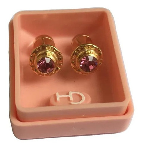 Aros Abridores Bebe Ch Perno Oro 18k Piedra Mediana 6mm 370