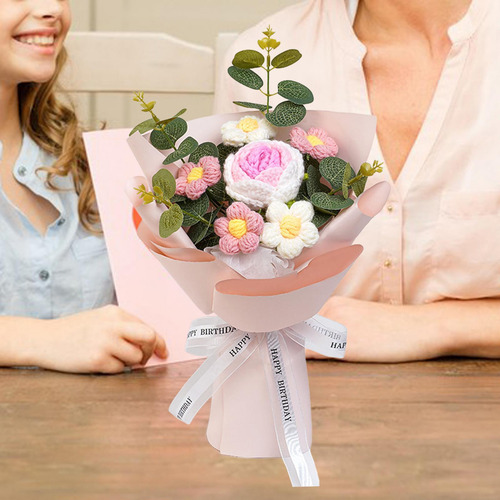 Bouquet De Flores Tejidas A Mano, Obsequio Especial Para
