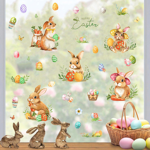 Adhesivo De Vidrio De Pascua Con Forma De Conejo De Pascua,