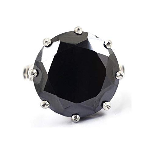 Anillo Solitario De Diamante Negro Redondo De 8,50 Quilates 