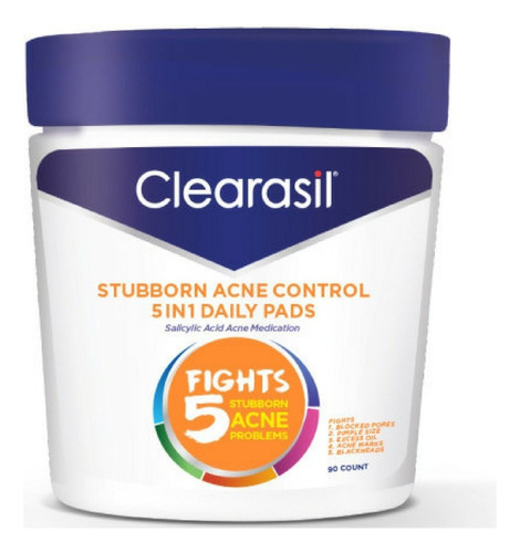 Clearasil Ultra 5 En 1 Acne Face Wash Pads, 90 Unidades (pa