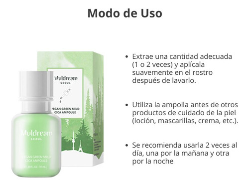 Ampolla Calmante Vegan Green Mild - Cosmética Coreana Vegana