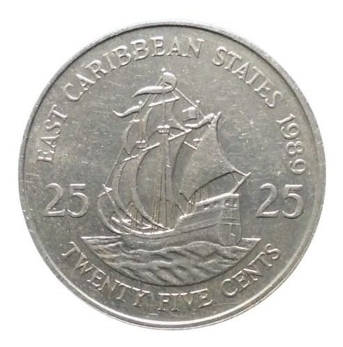 Estados Del Caribe Oriental 25 Cents 1989  R2v#2