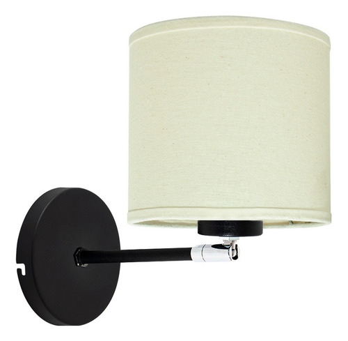 Lampara Aplique Velador Pared Redondo Dormitorio Pantalla Estructura Negro/Natural