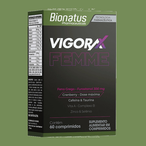 Kit 3 Suplementos Vigorax Femme Saude 60 Capsulas - Bionatus Sem Sabor