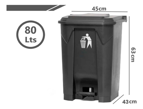 Cubo De Basura Basurero Con Pedal Contenedor 80 Litros