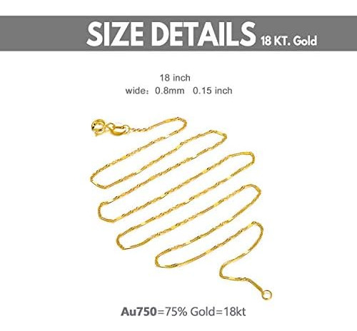 Sisgem Collar De Cadena De Oro Macizo De 18 Quilates, Collar