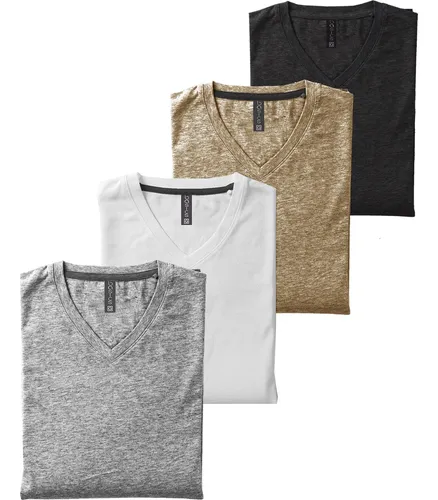 Kit 04 Camisetas Camisas Masculina Gola V Slim Fit Basica