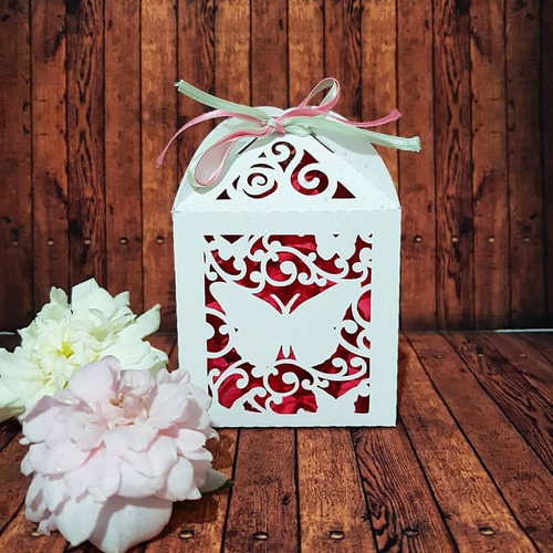 30 Cajas Cajitas Caladas 10x17cm Mariposa Personalizadas