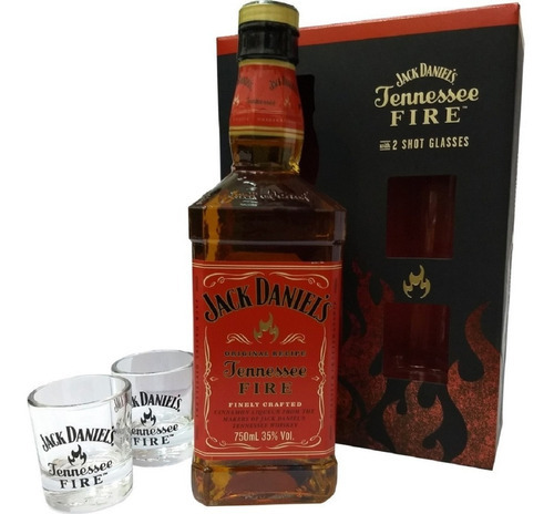 Whiskey Jack Daniels Fire Estuche C/2 Vasos Shot Bourbon