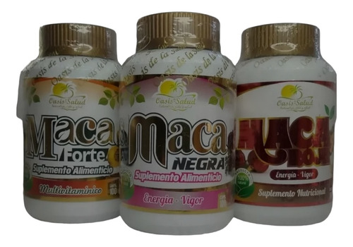  Tres Maca (roj. Neg. Amar. ) X 100 Capsulas C/u 500mg