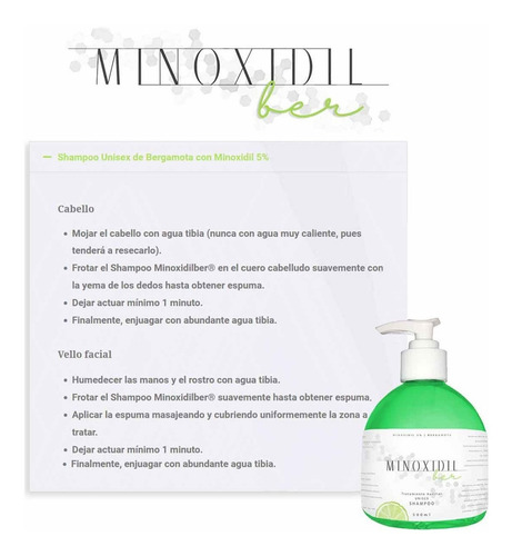 Auxiliar Con Jabón Y Shampoo 500ml Bergamota Y Minoxidil 5