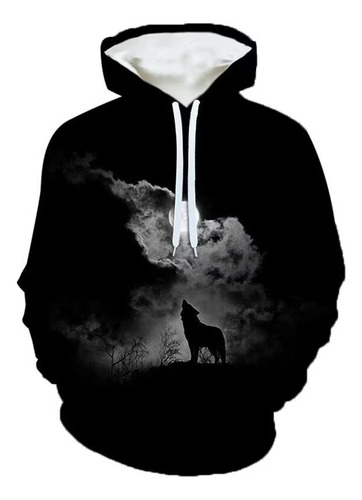 Sudadera Con Impresión Digital Más Vendida Dark Night Wolf