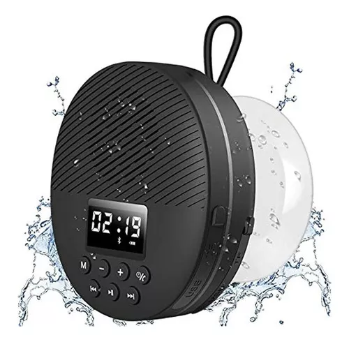 Radio de ducha con Bluetooth, altavoz portátil impermeable con micrófono,  pantalla LCD FM, para Baño