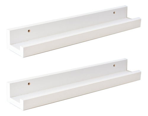 Estantes Repisa Flotante Jota 60cm Madera Blanco X2