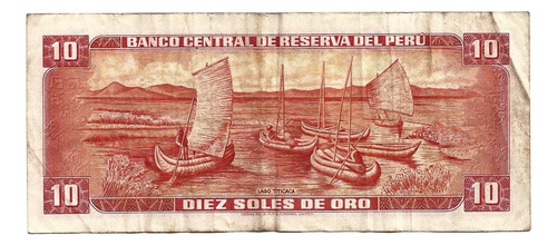 Billete Perú 10 Soles De Oro 1974 (Usado)