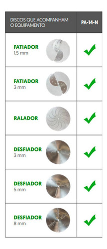 Processador De Alimentos Pa-14-n Skymsen 6 Discos Diâmetro 220v