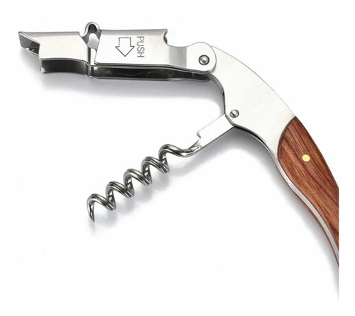 Imagem 4 de 4 de Saca-rolhas Abridor De Vinho Manual Profissional Wood