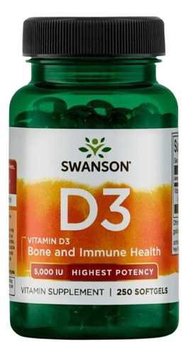 Vitamina D3 5000 Iu De 250 Capsulas Blandas Swanson