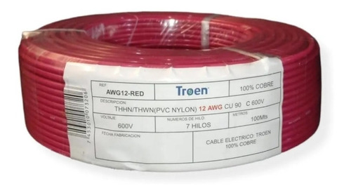 Cable N°12 Awg Rollo 100 Metros