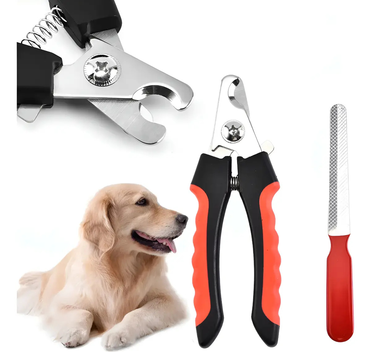 Alicate Cortador de Unha e Lixa Pet Quays Vermelho para Cães e Gatos