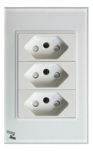 Tomada Tripla Comum 10a E 20a 110v E 220v Vidro Novadigital Cor Branca