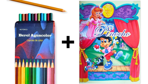 Cuento Infantil Pinocho + Caja De 12 Colores
