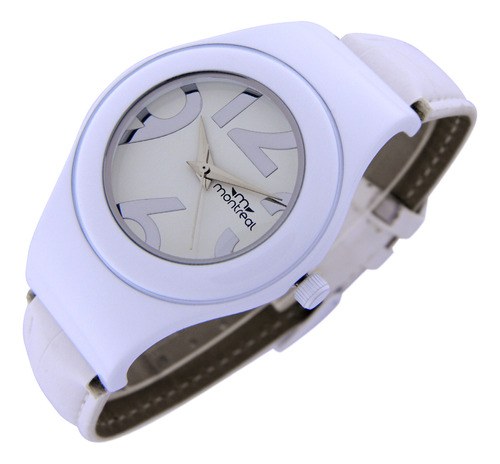 Reloj Montreal Mujer Ml942 Caja Metal Esmaltado Cuero Sintet