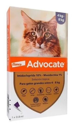 Pipeta Advocate Parasitos Externos Internos Gatos 4 - 8 Kg