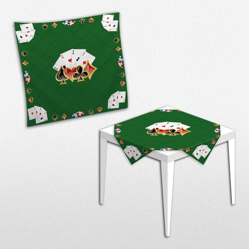 Toalha Forro De Mesa Festa Poker Baralho Tecido Oxford 80cm