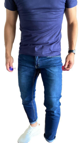 Imagen 2 de 7 de Jeans Super Slim Fit Ankle Fit Azul Oscuro