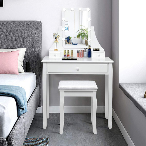 Charmaid Vanity Set With Lighted Mirror Makeup Dressing