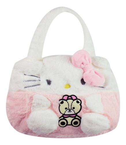 Bolsa De Mano Afelpada Peluche Kawaii Sanrio Disney 23-mrb Color Kitty - Rosa 23-MRB-002 Diseño de la tela Afelpado