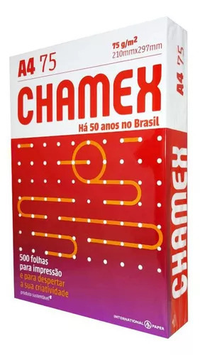 Papel Sulfite A4 Resma 500 Folhas 75g Chamex Cor Branco