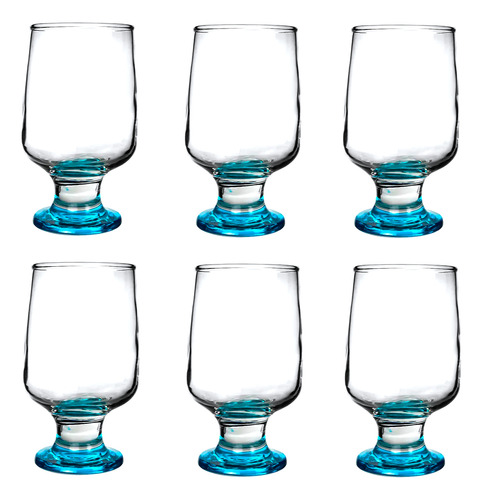 Juego De 6 Copas Para Agua Eleia Calidad Premium 370ml Color Azul