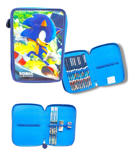 Cartuchera Canopla Escolar  Sonic Sega Frontiers 2 Pisos 