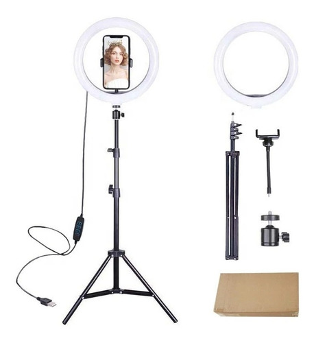 Aro De Luz 26 Cm + Tripode Profesional 2.10 Metros De Altura
