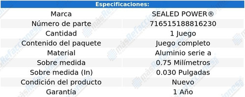 Jgo Metales Bancada 0.75 Cutlass Salon V8 5.0l 78 Al 80 S P