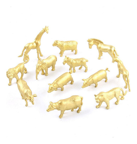 Animales Figuras Juguetes Tigre León Los 6x0,5x4,5cm Dorado