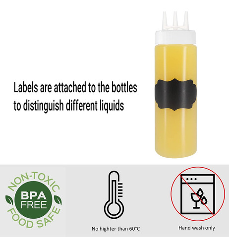 Botella Para Aderezos Belinlen , 3 Orificios, 473ml, 8 Uni